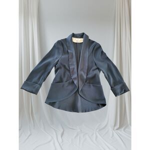 Aritzia Wilfred size 6 Black Blazer Shawl Collar 3/4 Sleeves Black Tie Office